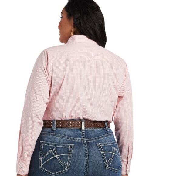 ARIAT Shirt Kirby Button Down Pink White Gingham XXL Western Cowgirl Equestrian - Picture 2 of 16